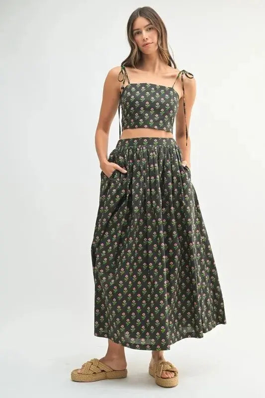 MABLE Floral Crop Top and Skirt Set - Love Salve